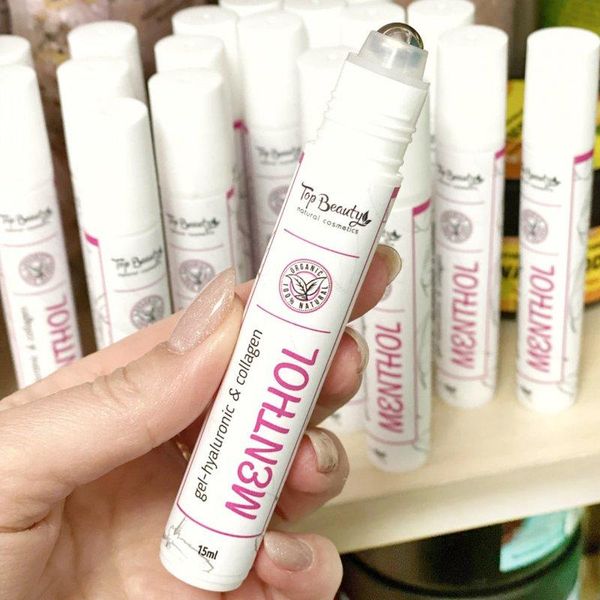 Роликовий аплікатор під очі (рідкі патчі) Top Beauty Gel-hyaluronic & Collagen Menthol 15 мл  TopBeauty934 фото