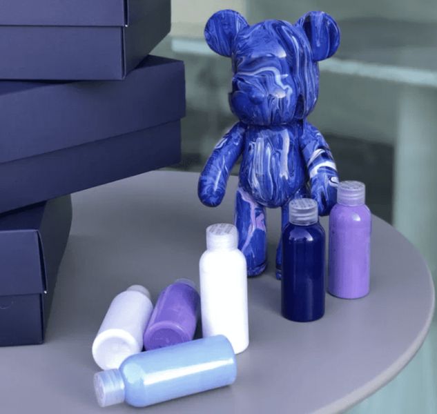 Флюїдне ведмежатко fluid bear bearbrick, 23 см, з фарбами BLUE BLUE23 фото