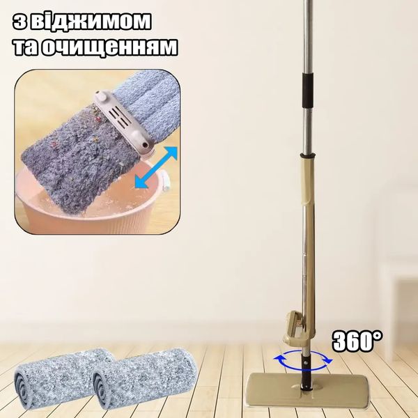 Швабра з відтискачем Spin Mop 12х35 см 360 з мікрофіброю для швидкого прибирання. SPIN360 фото