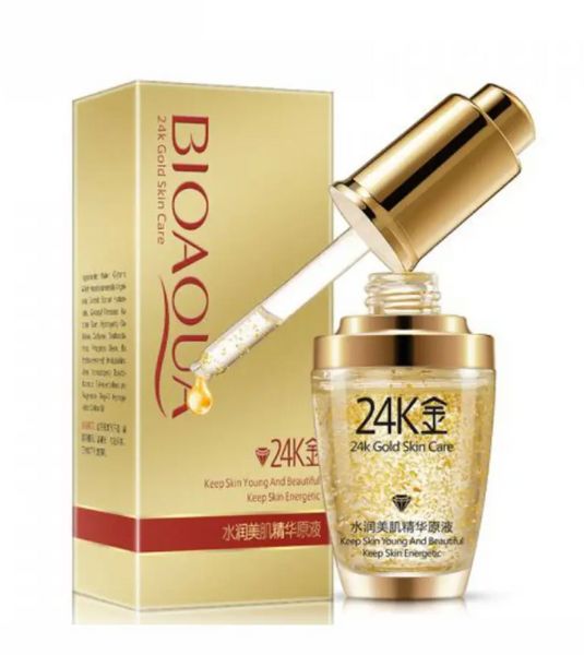 Сироватка для лиця з частинками 24к золота та гиалуроновою кислотою Bioaqua 24K Gold Essence -sh5--1 фото