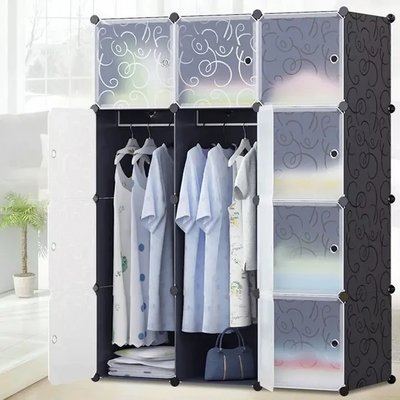 Пластиковый складной шкаф Storage Cube Cabinet «МР 312-62» Черный (110х37х146см) МР312 фото