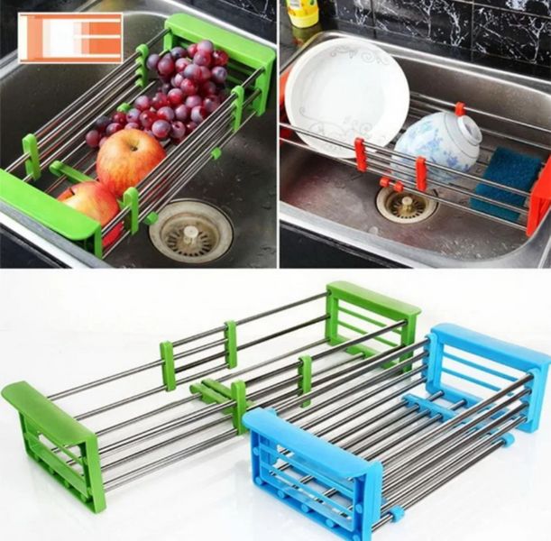 Багатофункціональна складана кухонна полиця Kitchen Drain Shelf Rack від 33 см до 48 см Kitchen01 фото