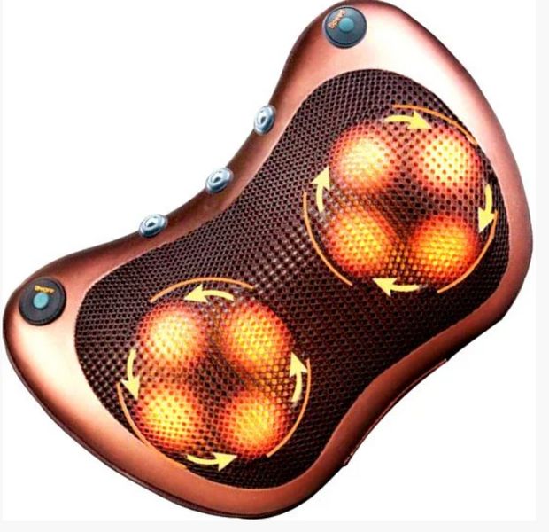 Масажна подушка MASSAGE PILLOW QY-8028 інфрачервоний роликовий масажер для шиї та спини 8 масажних ролика 80288 фото