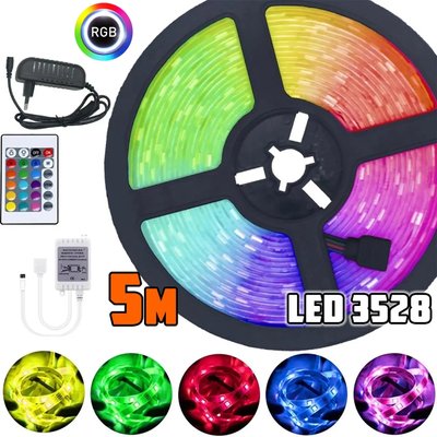 Светодиодная лента многоцветная 3528 RGB 5 м Led c пультом N3528 фото