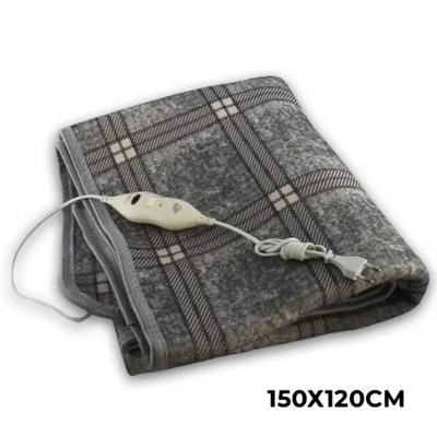 Тепла електропростирадло з підігрівом Electric Blanket 150х120 см (клітинна, Сіра) ELBL150 фото