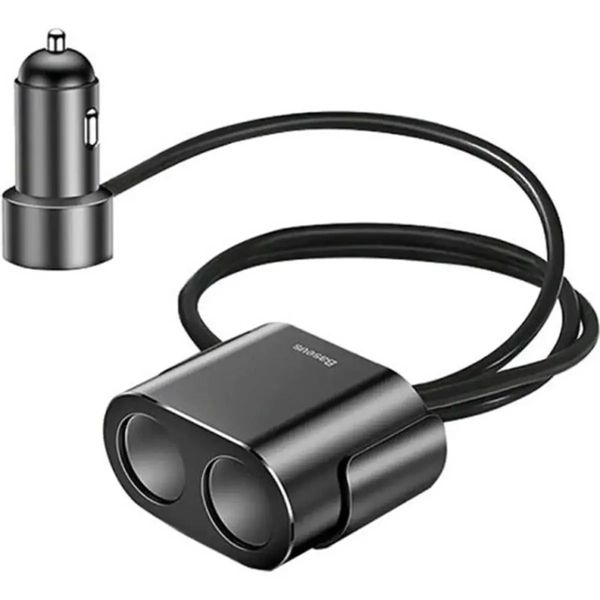 Автомобильное зарядное устройство Baseus High Efficiency One to Two Cigarette Lighter Black (CRDYQ-01) CRD01 фото