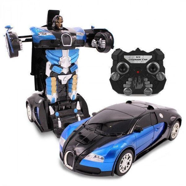 Машинка радіокерована трансформер Robot Car Bugatti Size12 СИНЯ ⁇ Робот-трансформер на радіокеруванні 1:12 888219292 фото