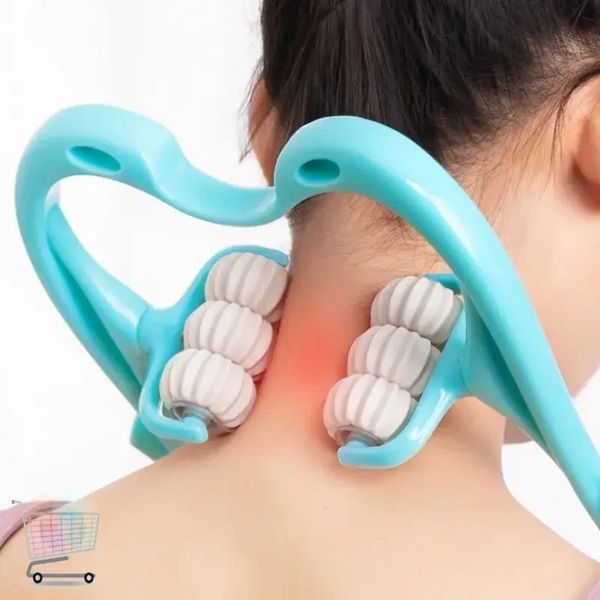 Ручной мультироликовый массажер для шеи и тела Neck Stretcher с вращающимися 360° рельефными роликами NES1934 фото