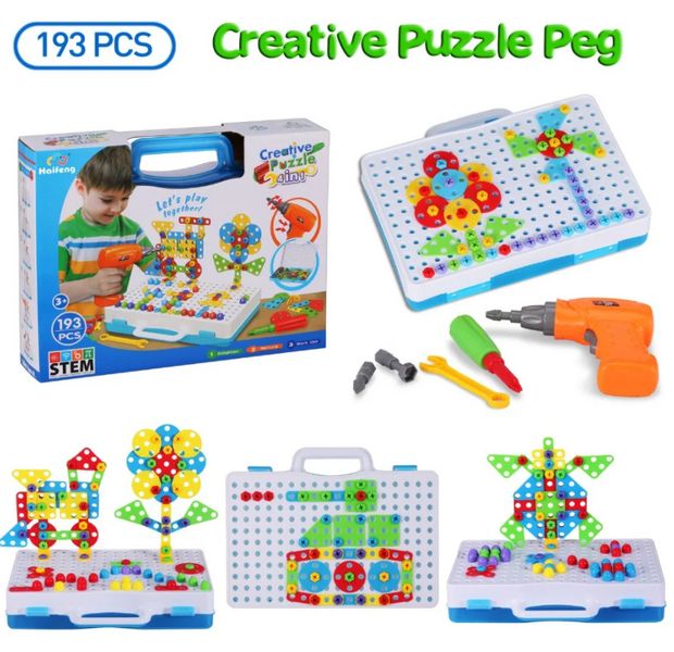 Мозаика конструктор с шуруповертом Creative Puzzle 193 детали TLH-28 TLH28 фото