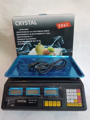 Торговые Весы электронные с калькулятором Crystal 50 kg 6V Черный Лучшая цена! Crystal50 фото