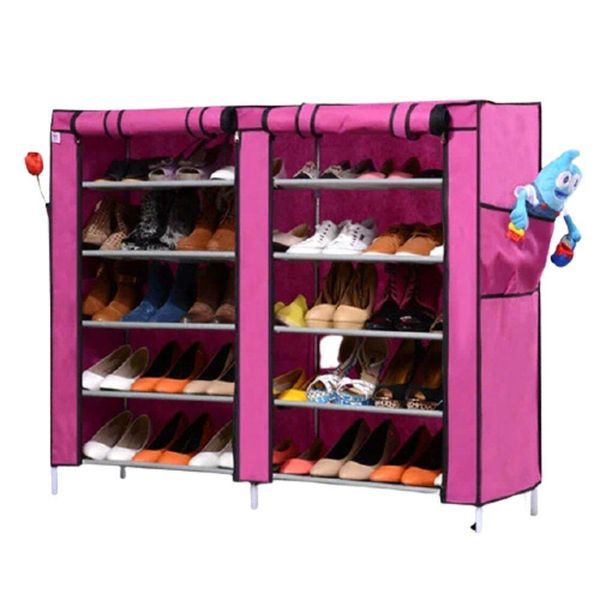 Тканинна подвійна шафа для взуття Shoe Cabinet 5 Layer 6510 114*30*92 Shoe6510 фото